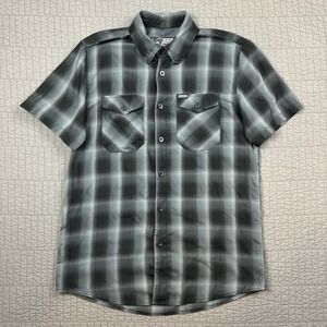 Dixxon Shirt Men's Medium Black Plaid The‎ Cruz D Lux Bamboo Blend Short Sleeve